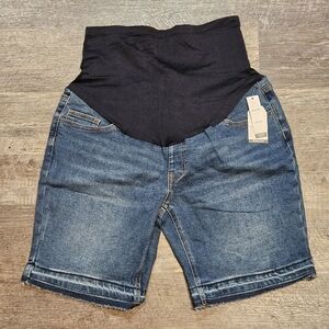 Maternity Bermuda Shorts Women Size Large 12/14...Elastic Waist/Raw Hem